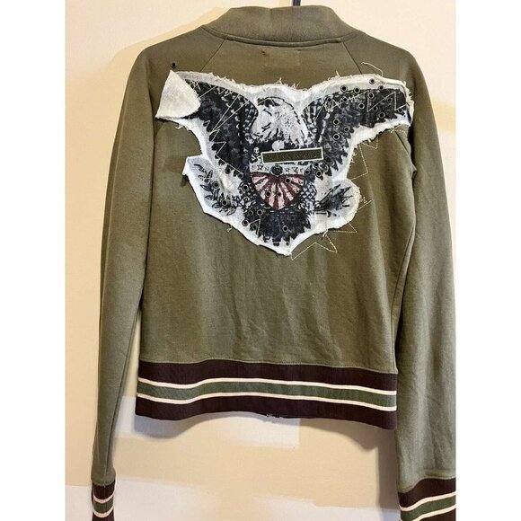 BUFFALO David Button Women's Patchwork Zip Up Jacket S/P Cotton Blend eagle - Picture 10 of 12